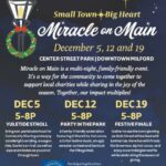 Flyer detailing 'Miracle on Main' holiday events in Milford.